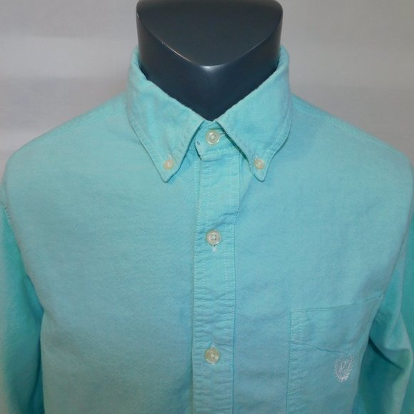 CHAPS Mens M Seafoam Aqua Long Sleeve Button Down Shirt 100% Cotton - Picture 2 of 10